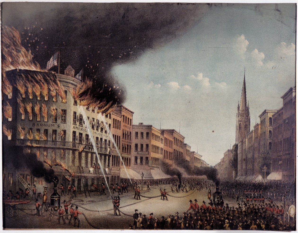 Ogień Amerykańskiego Muzeum Barnuma, Nowy Jork (?) autorstwa Unknown artist