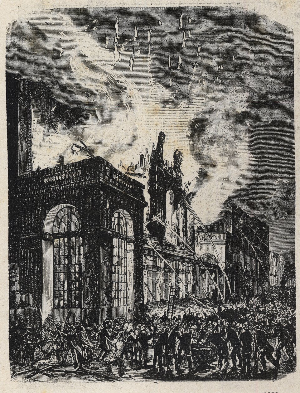 Pożar Opera de la rue Lepelletier (Le Peletier) w Paryżu 28 października autorstwa Unknown artist