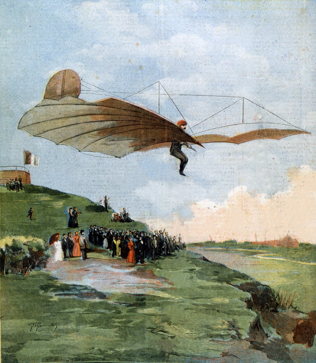 Lot Otto Lilienthala (1848 - 1896), pioniera szybownictwa. 1894. autorstwa Unknown artist