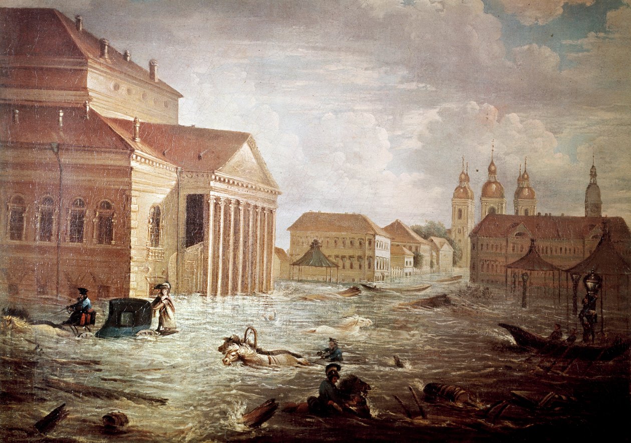 Powodzie w mieście Sankt Petersburg w Rosji XIX-wieczna kolekcja prywatna autorstwa Unknown artist