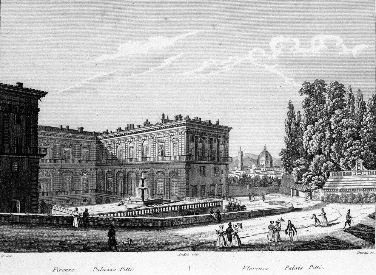 Florencja: Widok Pałacu Pitti na początku XIX wieku. autorstwa Unknown artist