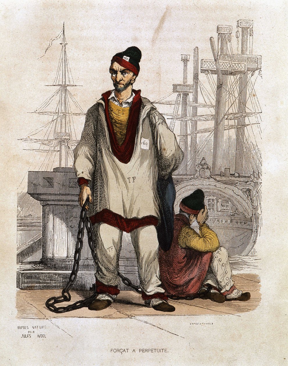 Skazany w perity - w „”Les Bagnes: historia, typy, obyczaje, tajemnica” Maurice Alhoy, wyd. Gustave Havard, Paryż autorstwa Unknown artist