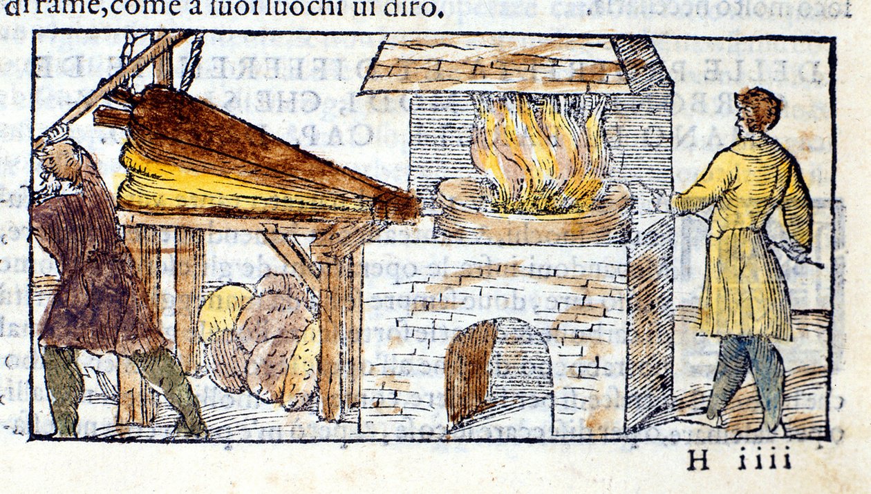 Kuźnia - w „Pirotechni” Biringuccio autorstwa Unknown artist