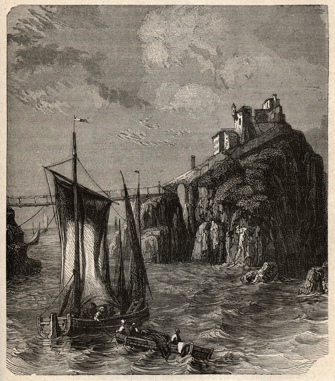 Fort de Bertheaume - Plougonvelin - Finistere - grawerowanie w „” PATRIE”” - PECTURESSE OPIS FRANCJI W 6 TOMACH WG LUCIENA HUARDA - koniec XIX wieku autorstwa Unknown artist