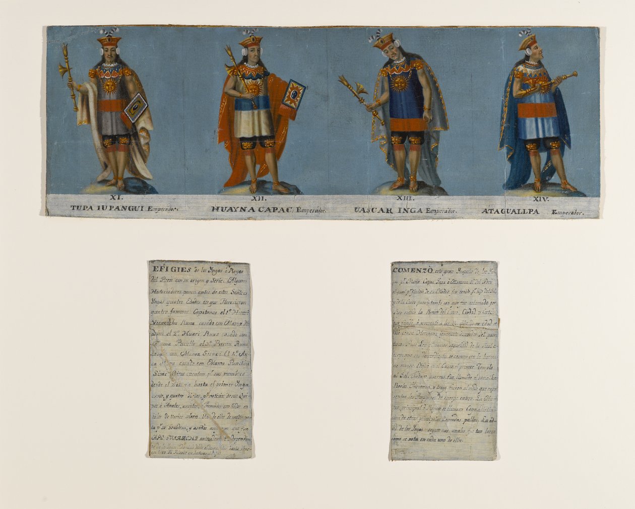 Czterech królów Inków: Tupac Yupanqui, Huayna Capac, Huascar Inca, Atahuallpa, początek XIX wieku autorstwa Unknown