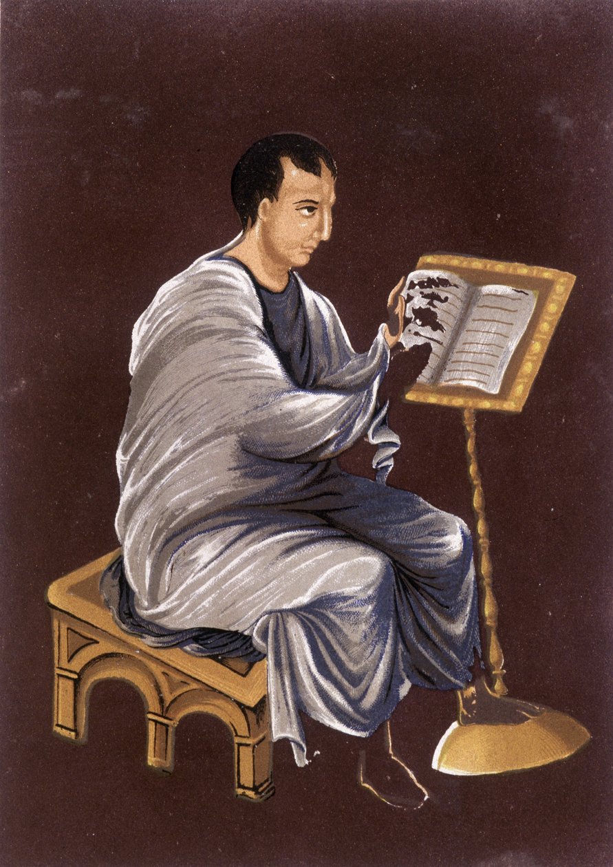 Francja w IX wieku: Czytanie Ewangelii. autorstwa Unknown artist
