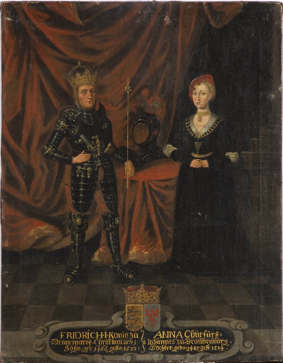 Fryderyk I de Danemark (Frederic de Schleswig Holstein) et Anne de Brandebourg - Król Danii Fryderyk I (1471-1533) i Anna Brandenburska (1487-1514), Anonim . Olej na płótnie. Wymiar : 103x79,5 cm. Muzeum Narodowe w Sztokholmie autorstwa Unknown artist