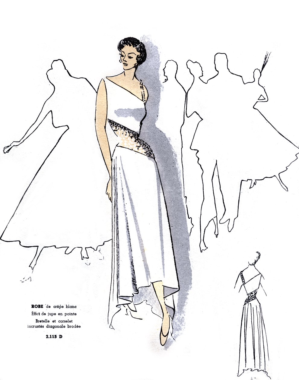 Francuska moda, suknia wieczorowa z krepy. autorstwa Unknown artist