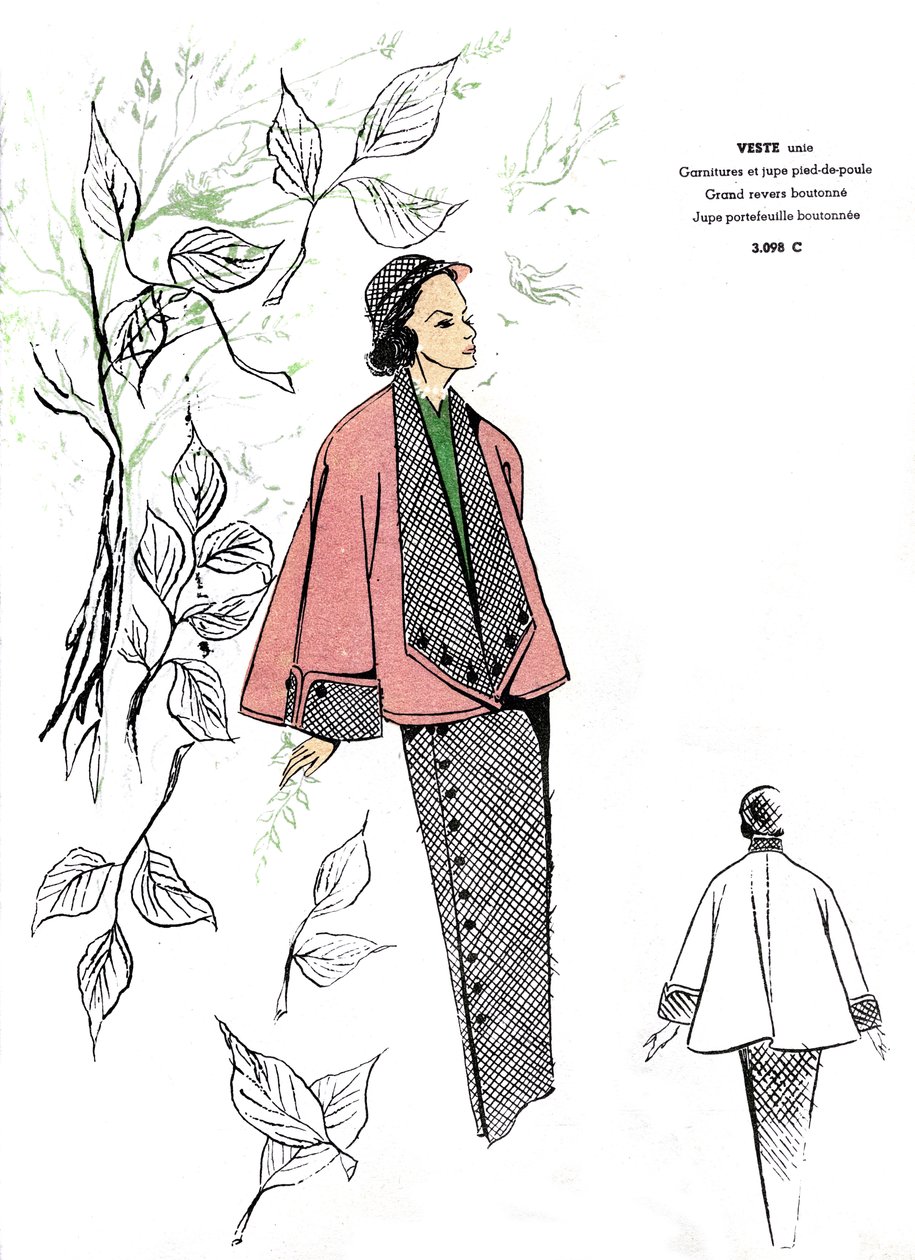 Francuska moda, projekt stroju w pepitkę. autorstwa Unknown artist