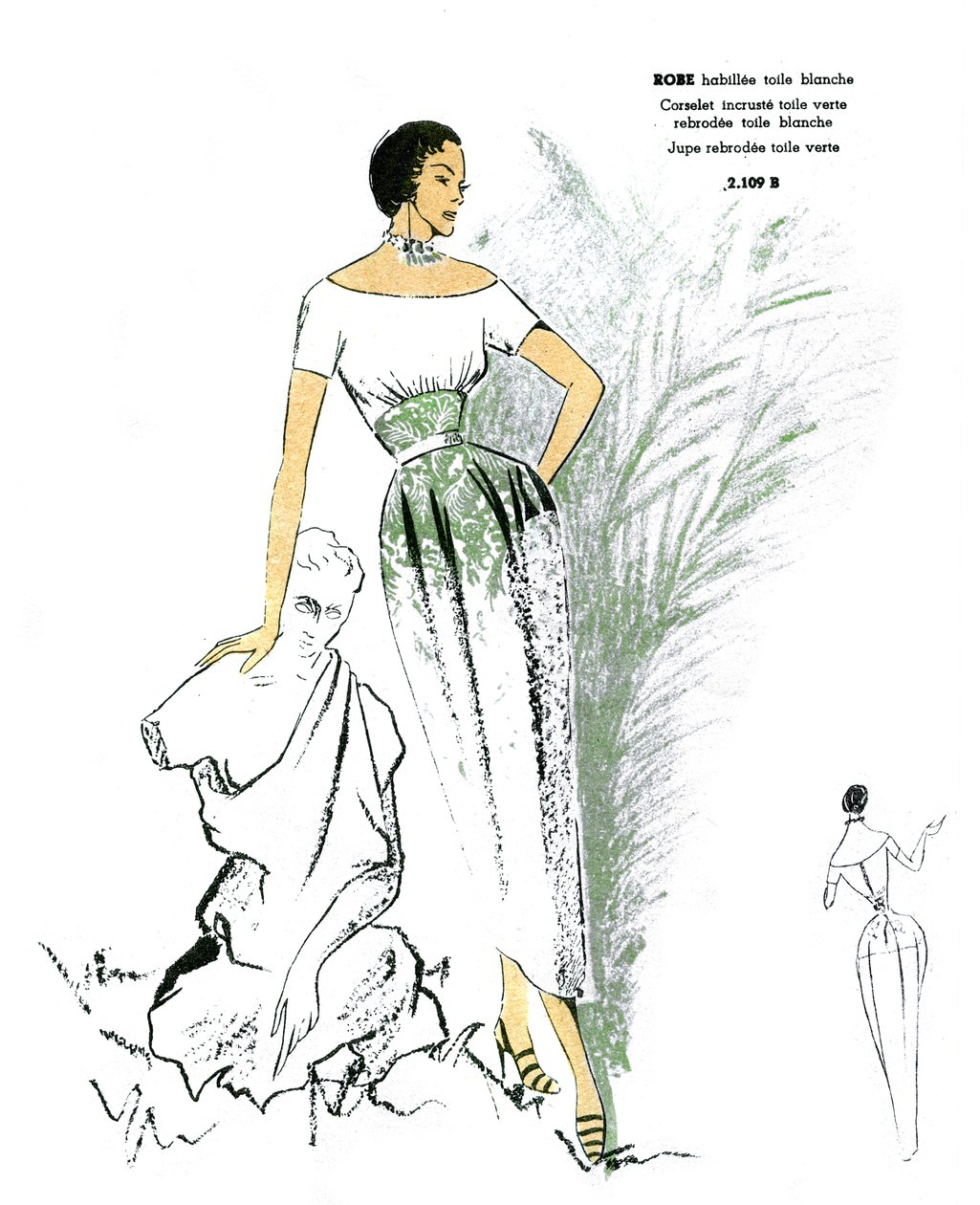 Francuska moda, haftowana sukienka. autorstwa Unknown artist