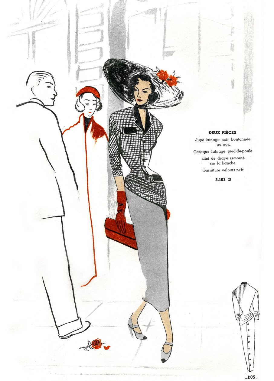 Francuska moda, dwuczęściowy projekt odzieży. autorstwa Unknown artist