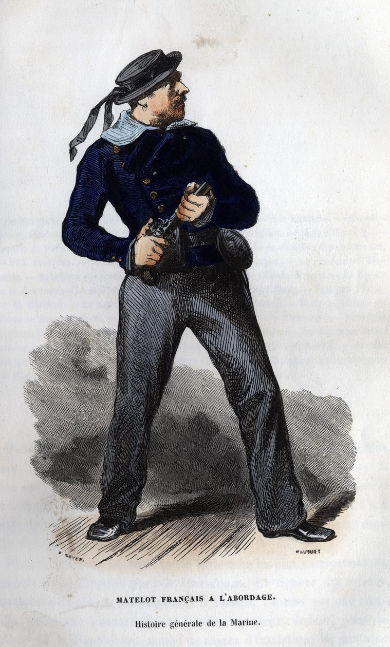 Francuski marynarz gotowy do kolizji. w „„Ogólnej historii marynarki”” Van Tenac autorstwa Unknown artist
