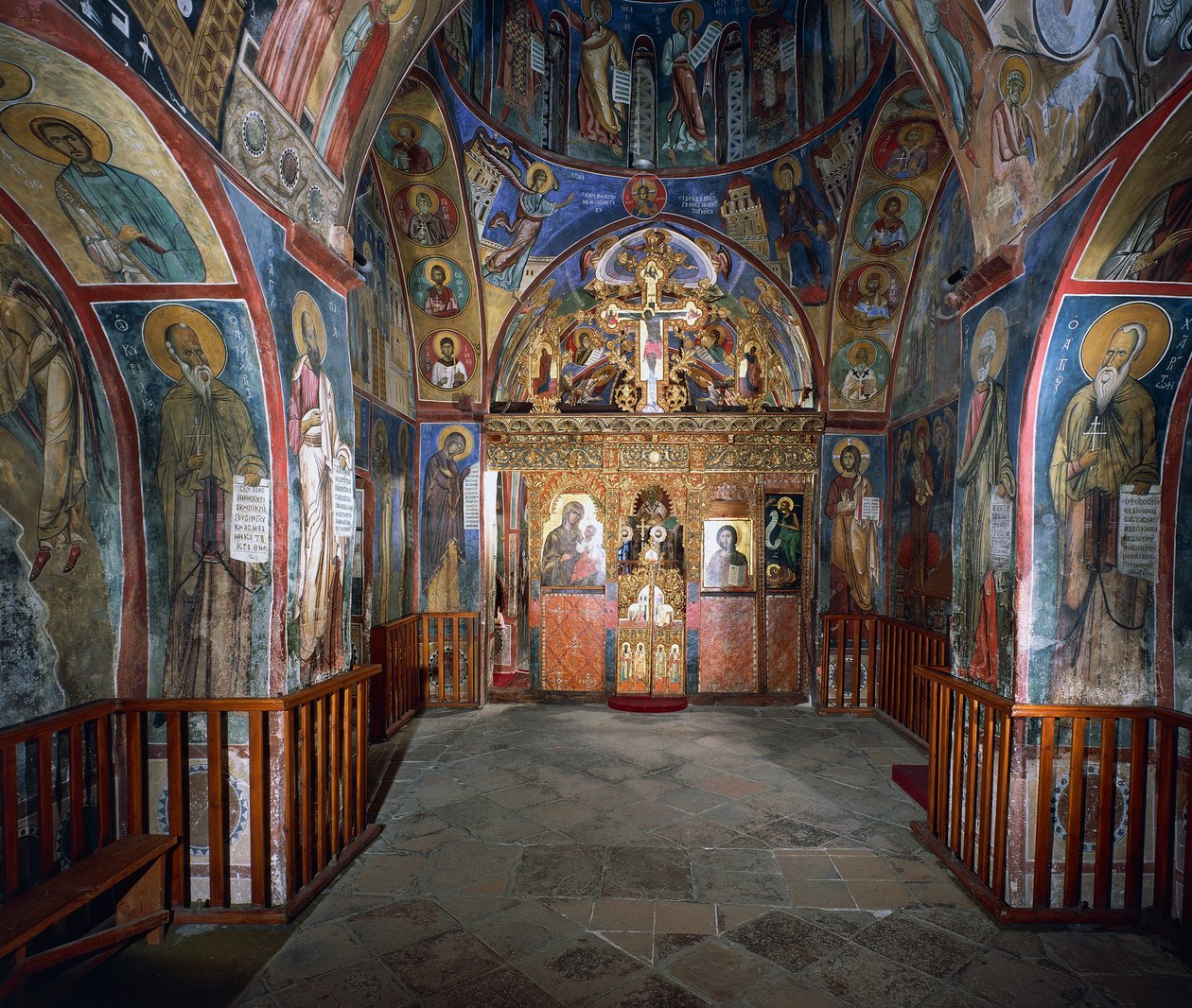 Ściany z freskami (1192), kościół Panayia Tou Araka (Kościół Matki Bożej Grochowej), Lagoudhera, góry Troodos, Cypr autorstwa Unknown artist
