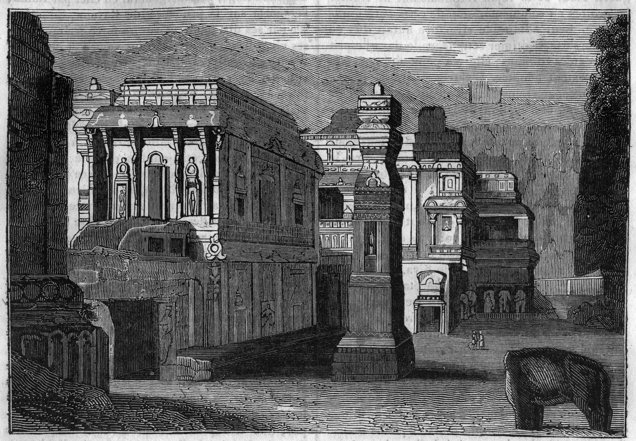Z monolitycznej świątyni Kailasha (VIII w.) w Indiach. autorstwa Unknown artist
