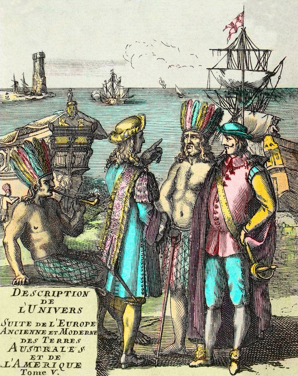 Frontispice of „Opis zestawu wszechświata starożytnej i nowoczesnej Europy, ziem południowych i Ameryki”” Tom V, Alain Manesson Mallet (1630-1706) autorstwa Unknown artist