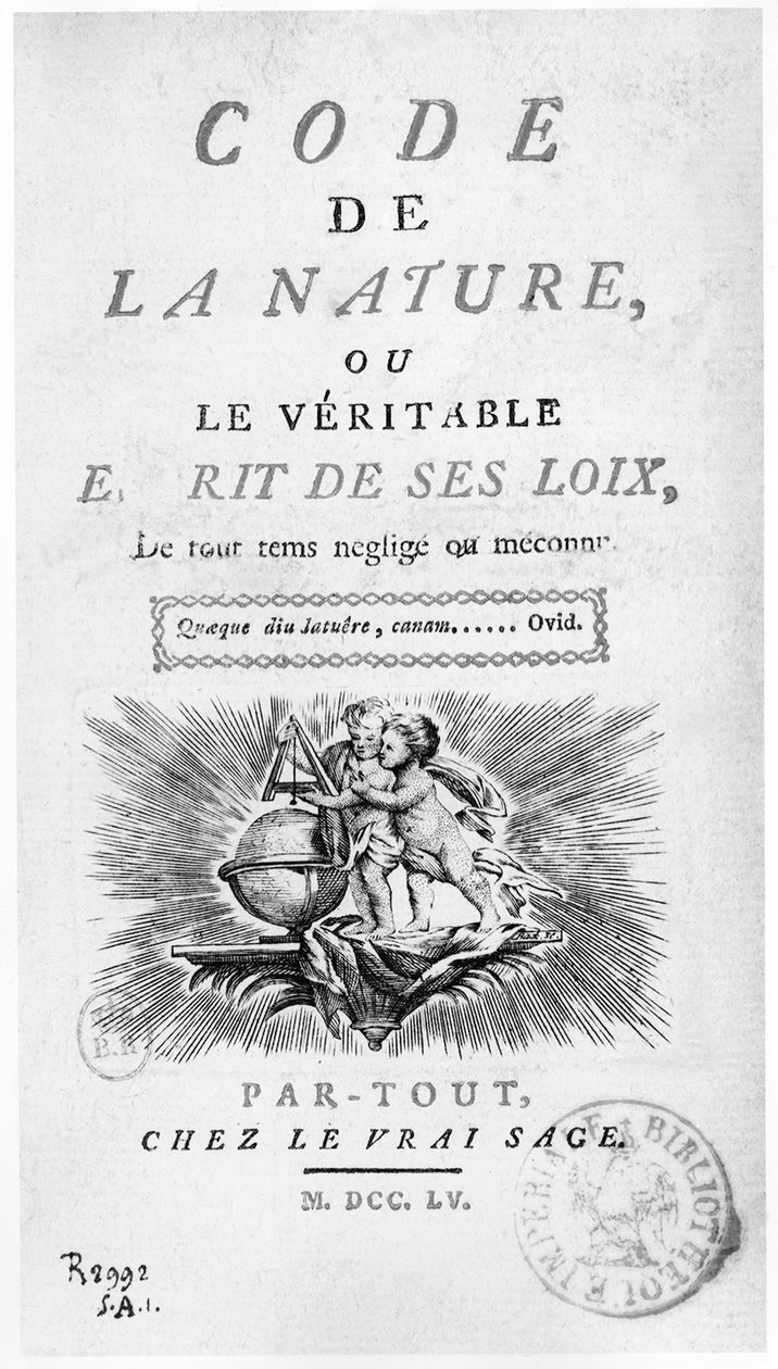 Frontyspicjum „Code la Nature”: anioły z globusem - grawer autorstwa Unknown artist