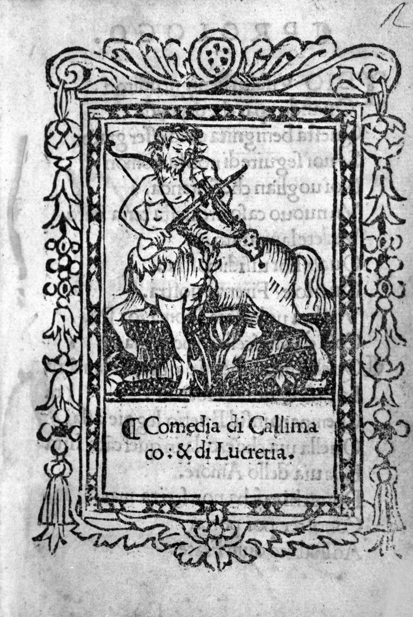 Frontyspicjum komedii „La Mandragola” Niccolo di Bernardo dei Machiavelli (Nicolas Machiavel autorstwa Unknown artist