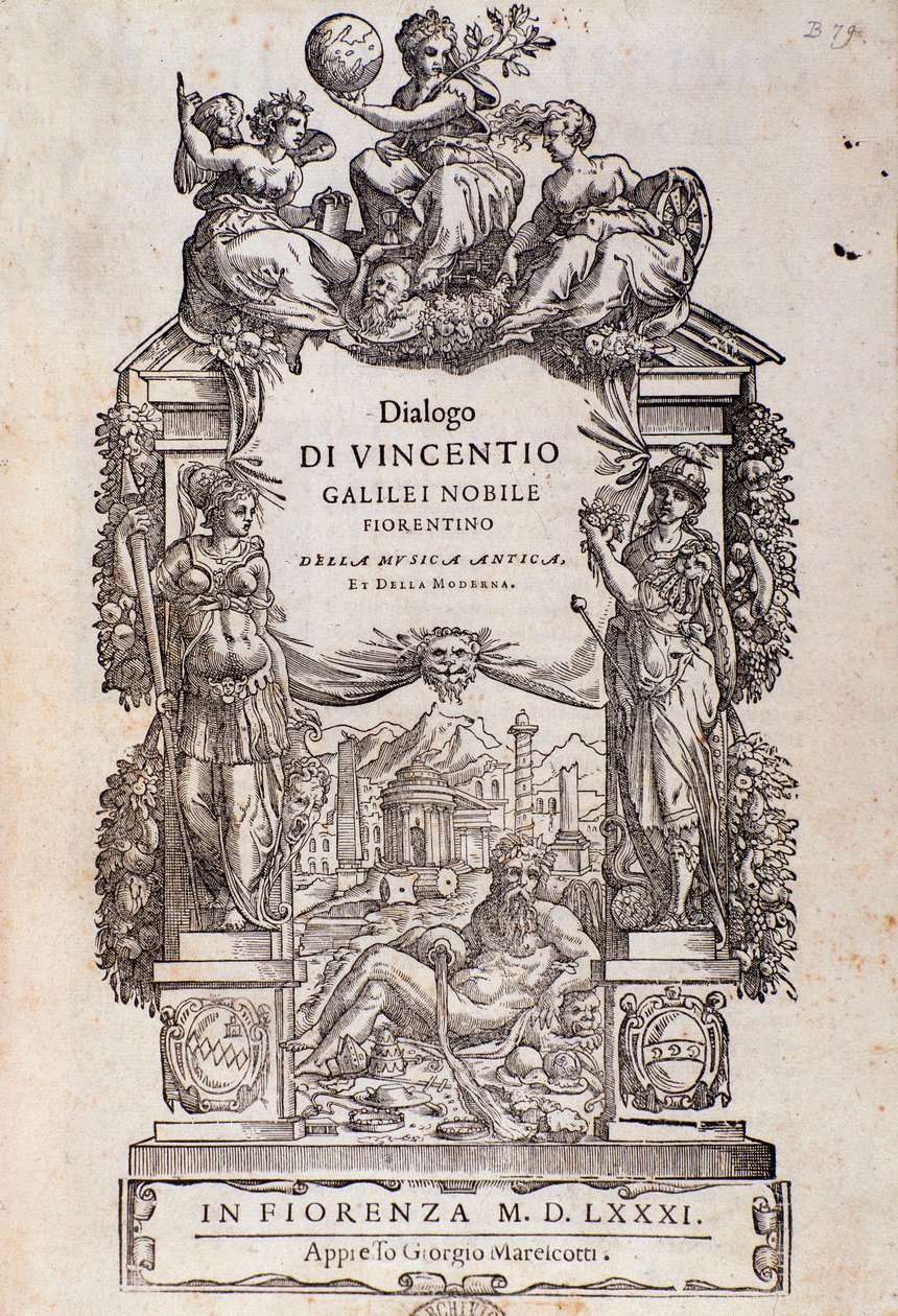 Frontyspis z Dialogu o muzyce dawnej i współczesnej Vincenzo Galilei autorstwa Unknown artist