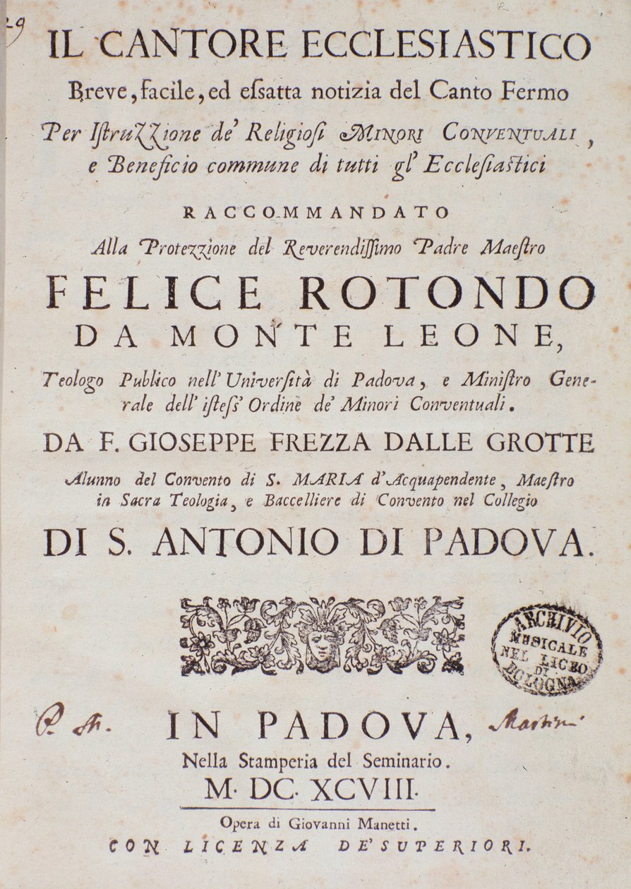 Frontyspis Il cantore ecclesiastico autorstwa Giuseppe Frezza dalle Grotte autorstwa Unknown artist