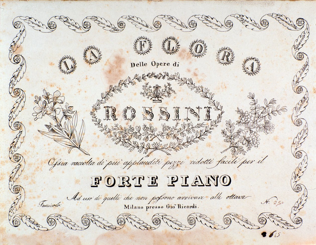 Frontyspis La flora kompendium najsłynniejszych utworów (w wersji fortepiano) Gioacchino Rossiniego autorstwa Unknown artist