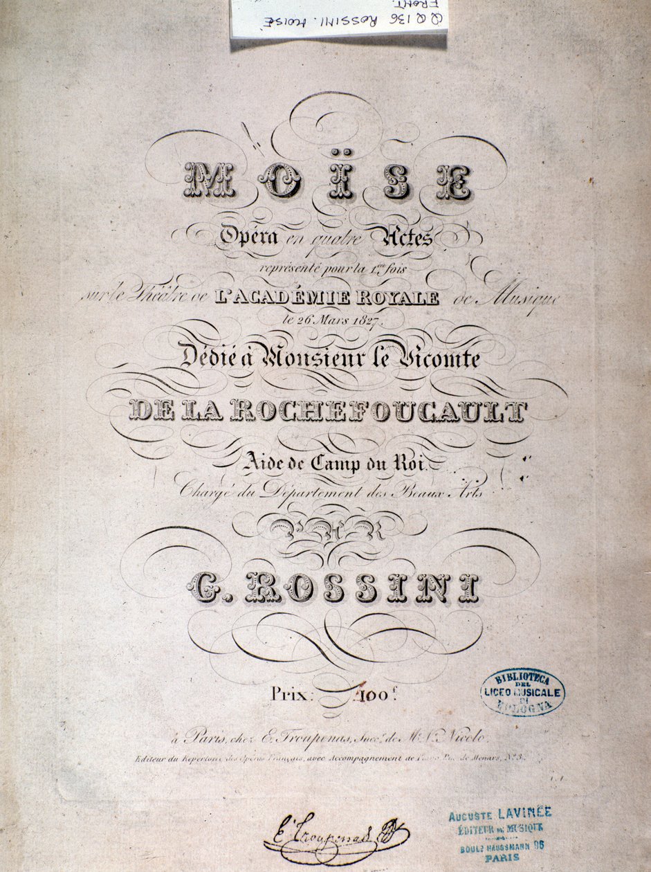 Frontyspis partytury Mojżesza w Egipcie autorstwa Gioacchino Rossiniego autorstwa Unknown artist
