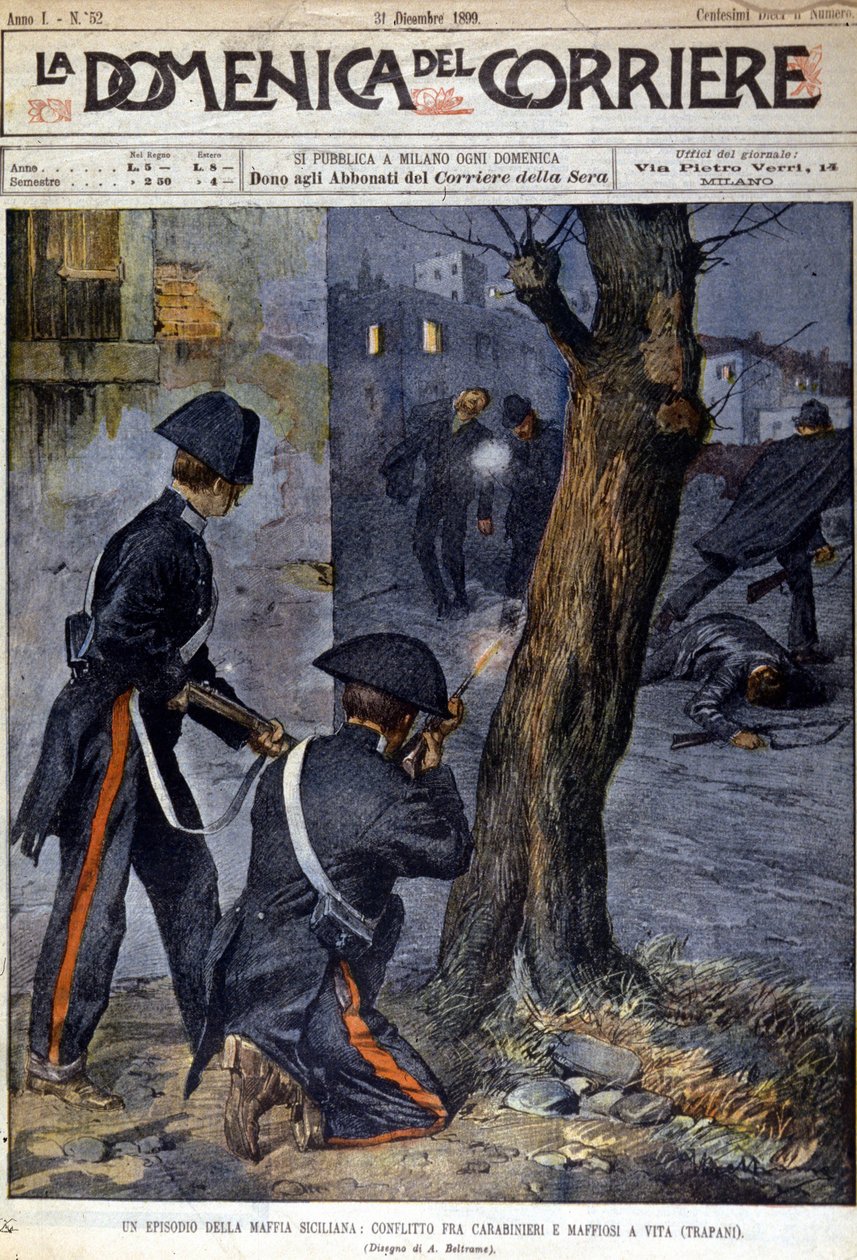 Strzelanina między karabinierami a mafią w regionie Trapani na Sycylii w 1899 r. autorstwa Unknown artist