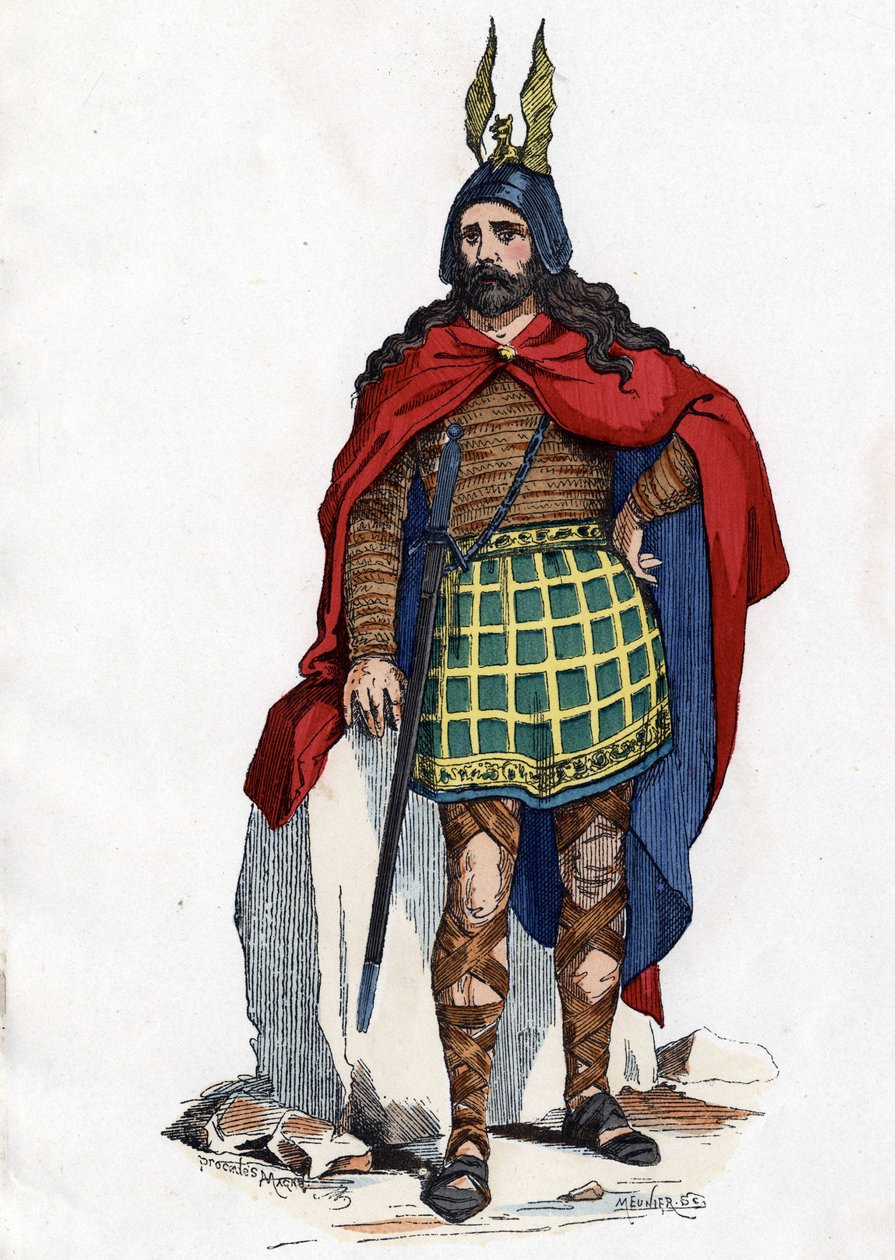 Przywódca galijski pod panowaniem rzymskim - w „Strójach cywilnych i wojskowych Francuzów przez wieki Paryż F. Roy 1882”. autorstwa Unknown artist