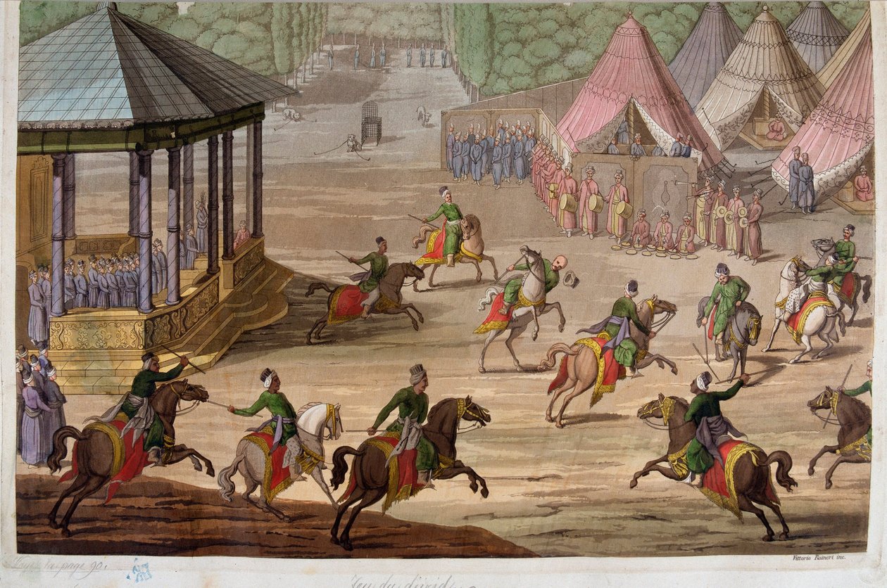 Gra dżirida w Imperium Osmańskim - w „Starym i współczesnym stroju” Julesa Ferrario autorstwa Unknown artist