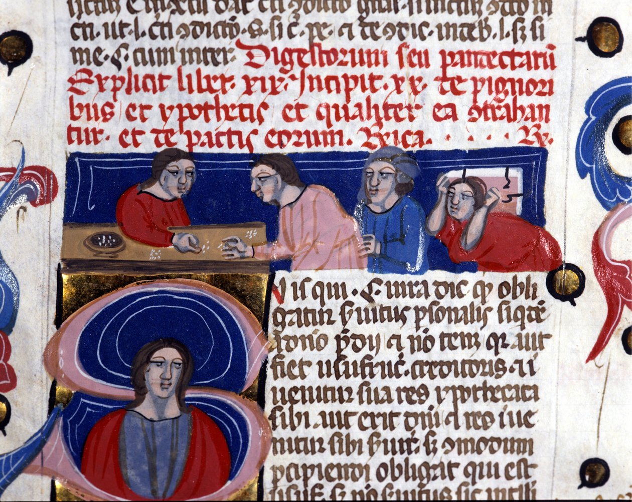 Rękopis gry w kości (gra w kości) z XIV-wiecznej Biblioteca Nazionale Braidense. Mediolan autorstwa Unknown artist