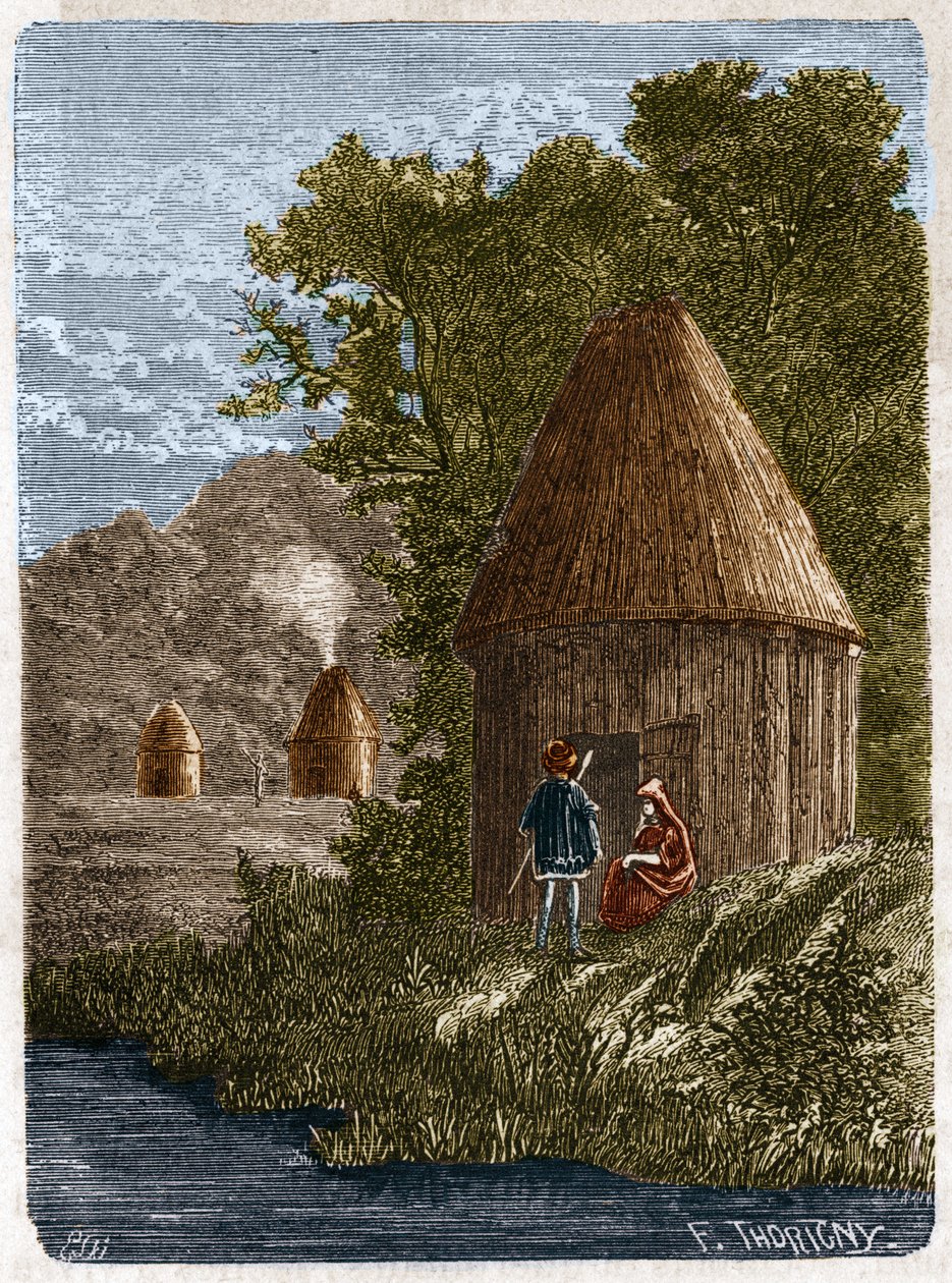 Domy Gauloise. Grawerowanie z XIX wieku. autorstwa Unknown artist