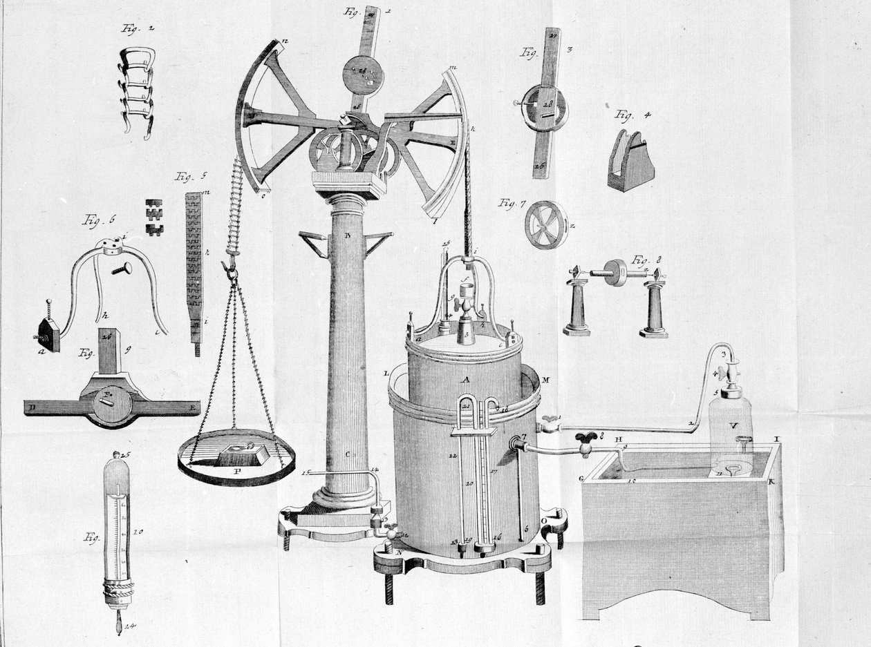 Gazometr Lavoisier - w broszurach fizycznych i chemicznych autorstwa Lavoisier autorstwa Unknown artist