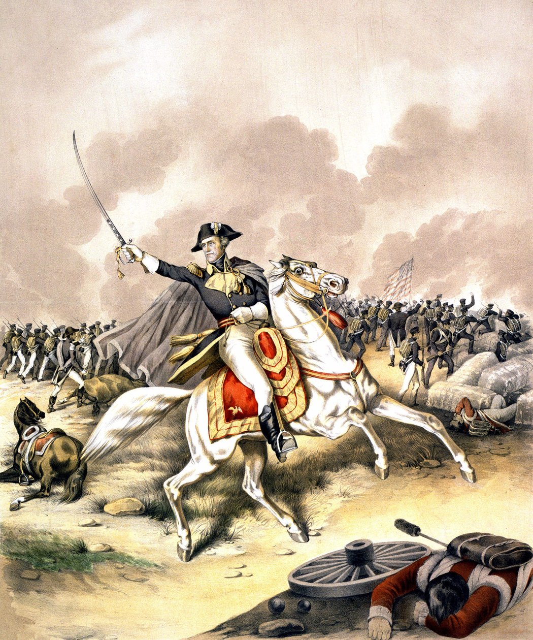 Generał Andrew Jackson (1767 - 1845) w bitwie o Nowy Orlean w 1812 roku. autorstwa Unknown artist