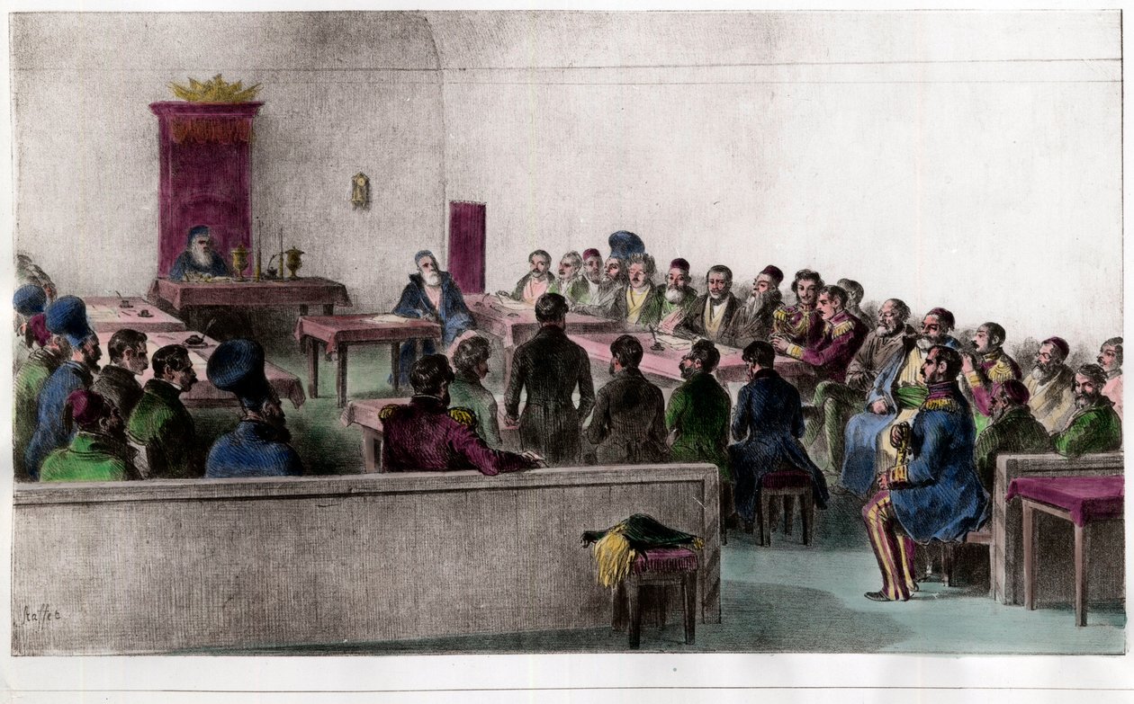 Walne Zgromadzenie Bojarzy (Boiard, Bojar), członków rosyjskiej arystokracji. Rycina XIX wieku. Prywatna kolekcja. autorstwa Unknown artist