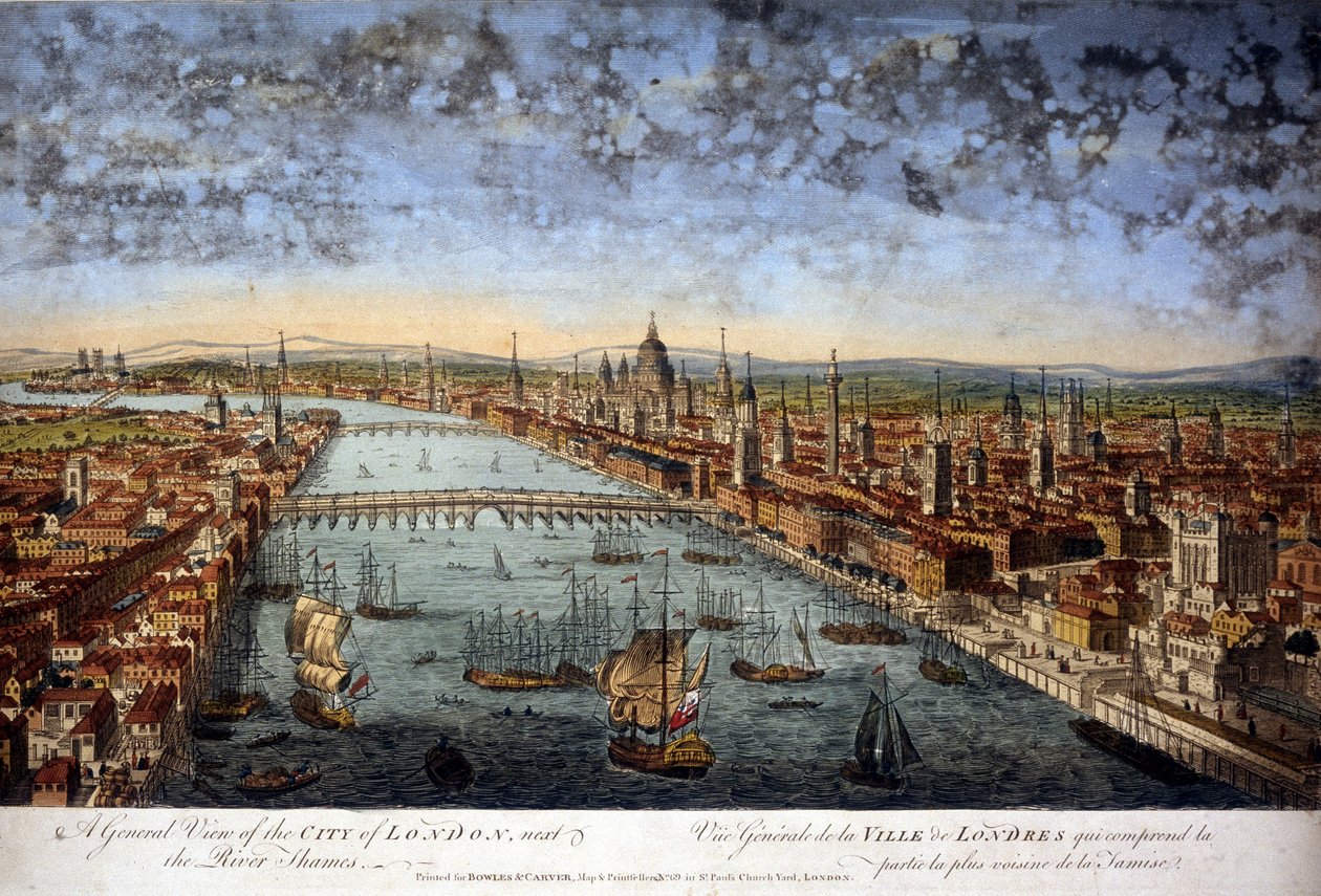 Ogólny widok na miasto Londyn, które obejmuje najbliższą część Tamizy. 1800. autorstwa Unknown artist