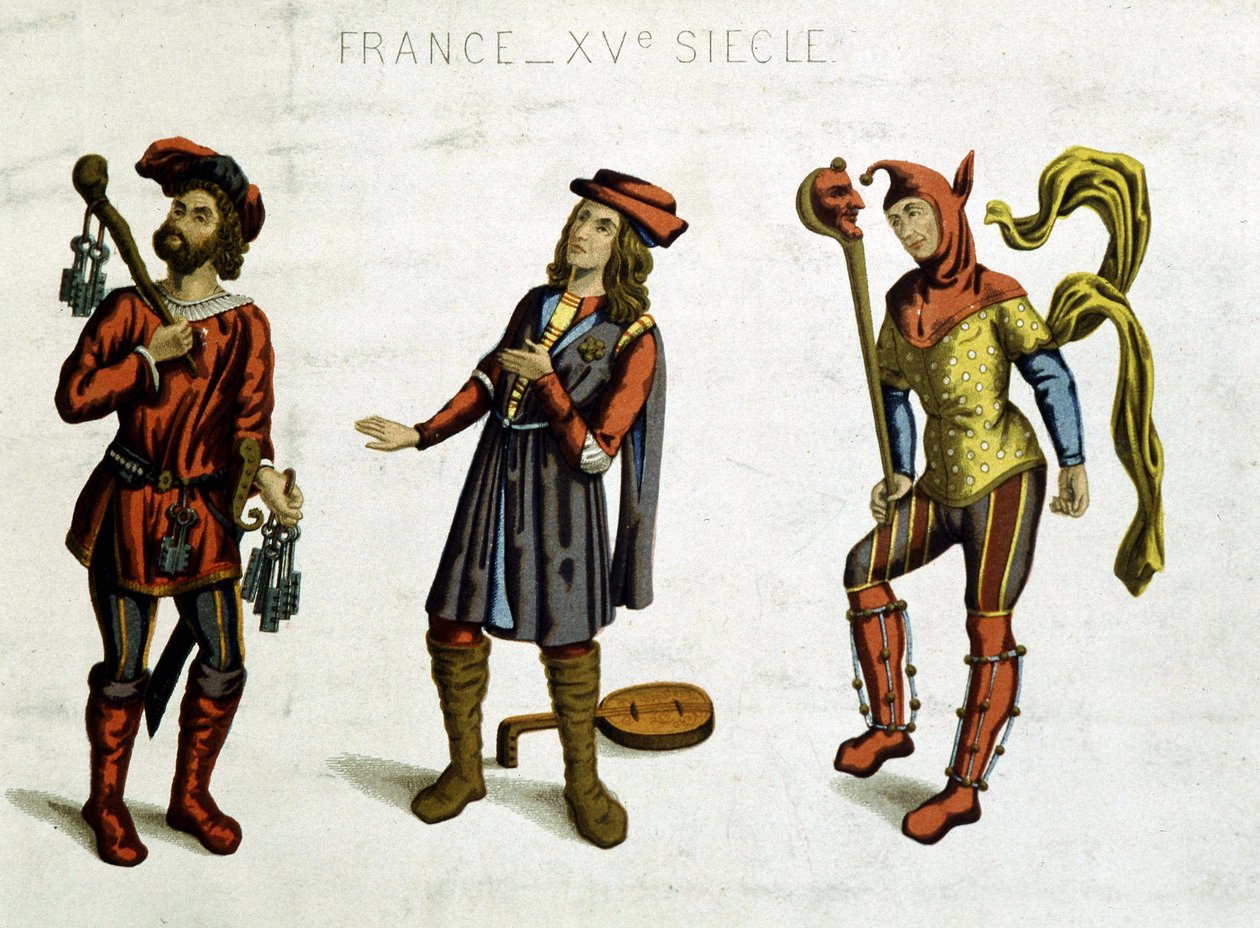 Geolier, minestrel i szalony z makabrycznego tańca autorstwa Unknown artist