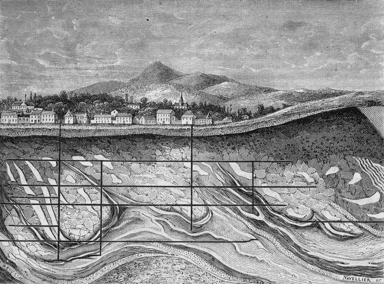 Sekcja geologiczna pól Wieliska (lub Wieliczka), Polska. autorstwa Unknown artist