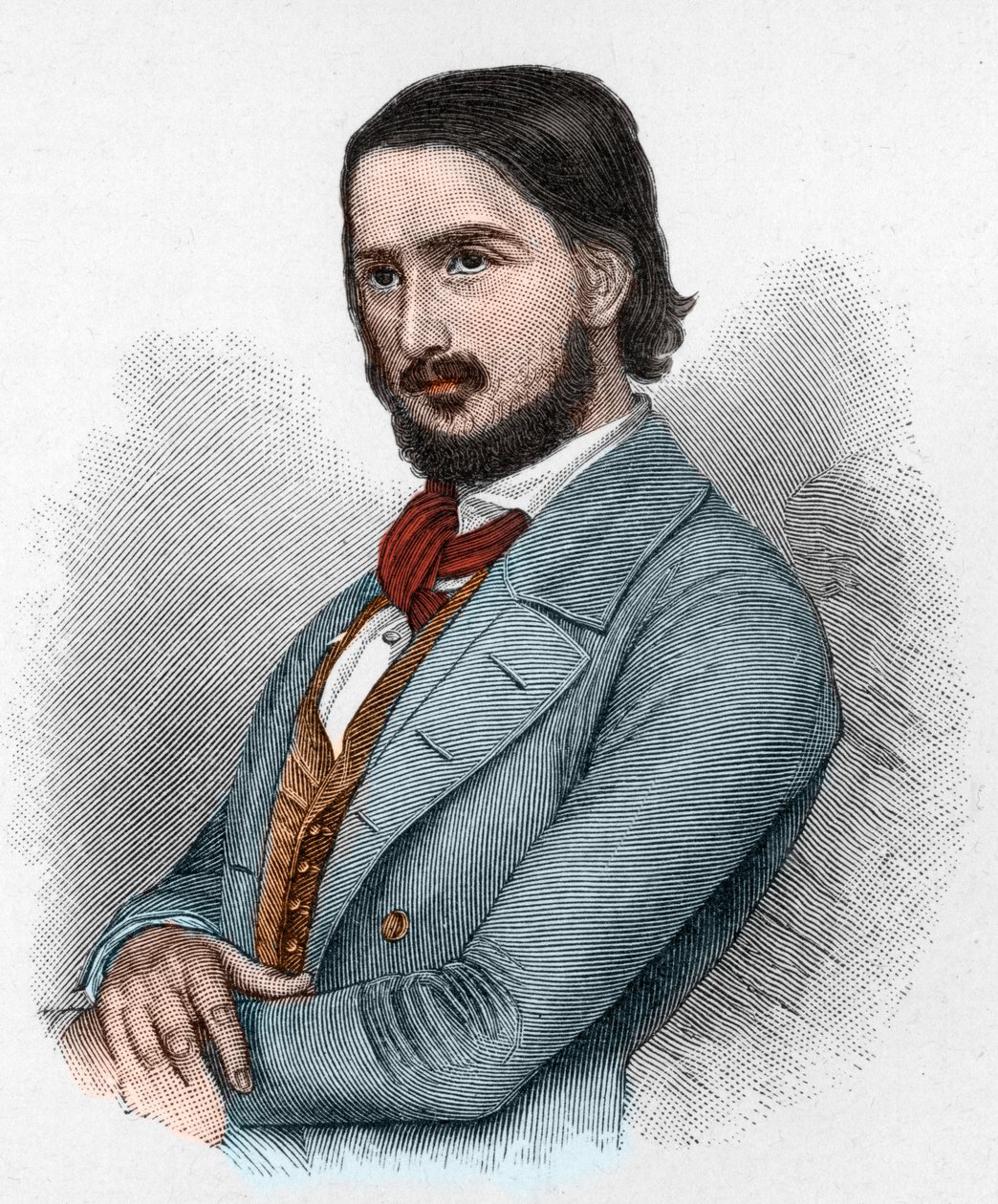 Georg Friedrich Rudolph Theodor Herwegh (1817-1875) Niemiecki poeta, rewolucjonista i tłumacz. autorstwa Unknown artist