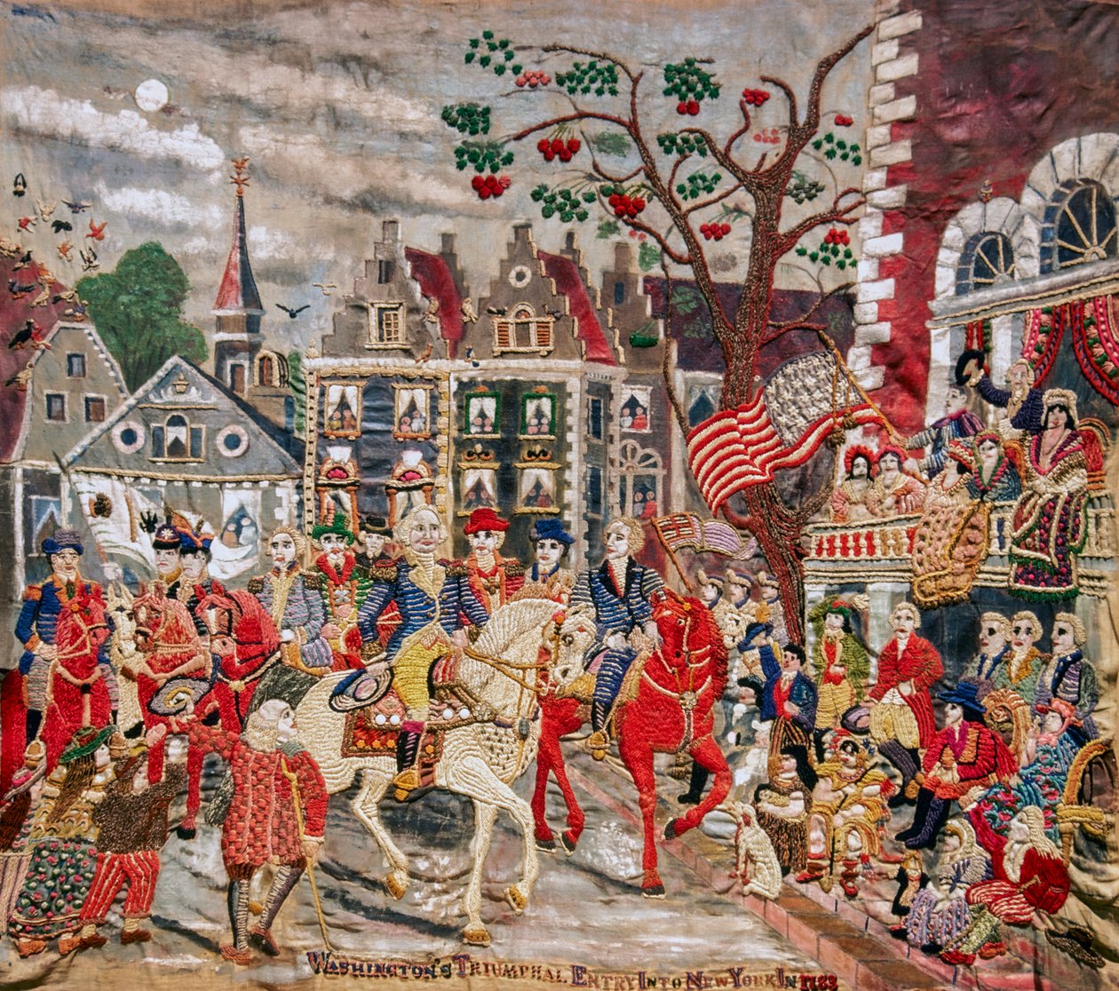 George Washington triumfalnie przybywający do Federal Hall w Nowym Jorku autorstwa Unknown artist