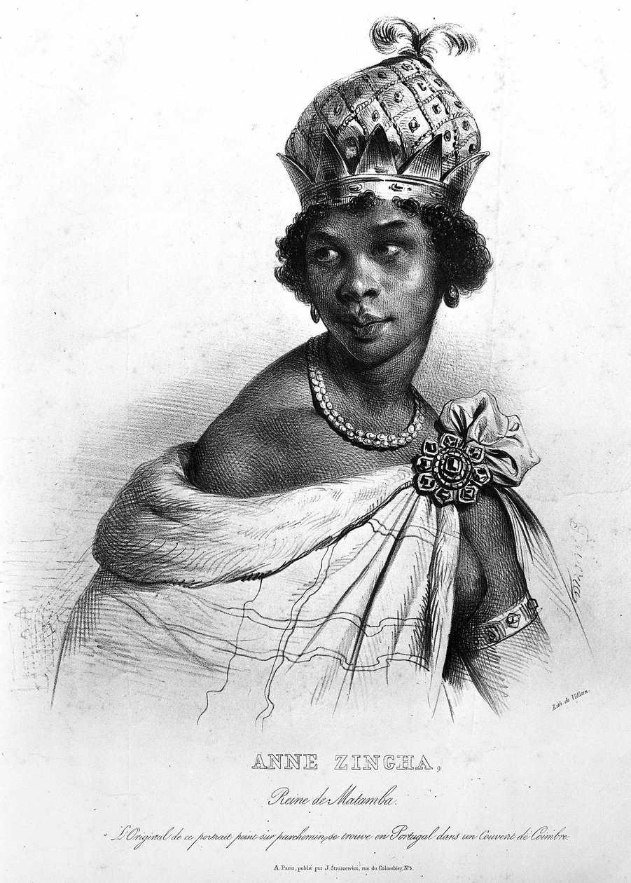 Ginga, królowa Quilombola Matamby i Angoli. ANNE ZINGHA KRÓLOWA ANGOLI. (1587-1663). autorstwa Unknown artist
