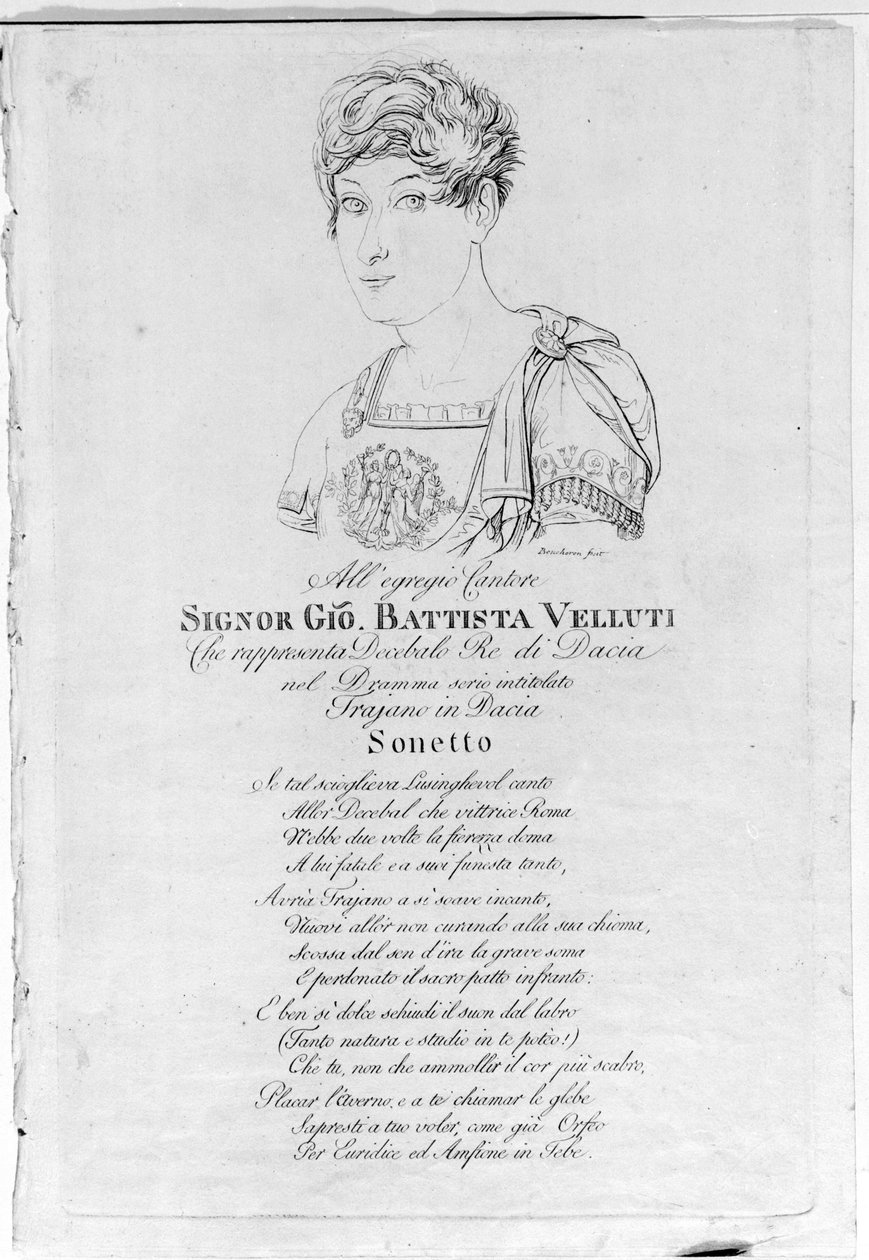 Giovanni Battista Velluti (1781-1861), ostatnia opera kastratów. autorstwa Unknown artist