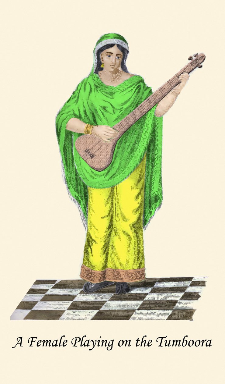 Dziewczyna grająca na tumboorze autorstwa Unknown Artist