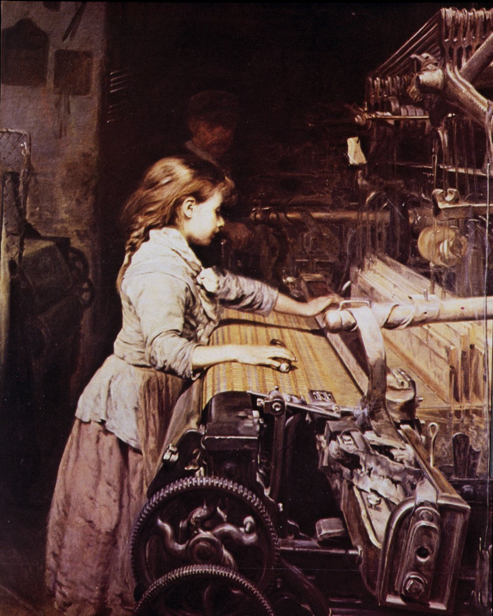 Dziewczyna pracująca w mechanicznej przędzalni, koniec XIX w. autorstwa Unknown artist