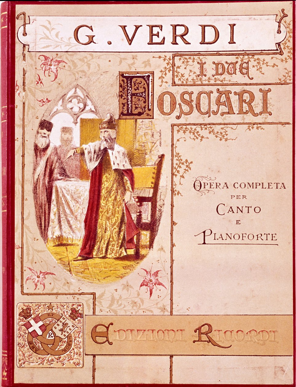 Giuseppe Verdi: Okładka nuty na fortepian do opery „I Due Foscari”. Wydanie Ricordiego. autorstwa Unknown artist