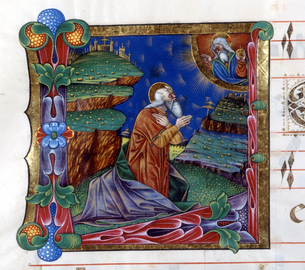 Bóg nakazuje Mojżeszowi wysłać lud Izraela z Egiptu. Miniatura z XV-wiecznego chóru („civitatis” św. Augustyna). Biblioteka Lodi autorstwa Unknown artist