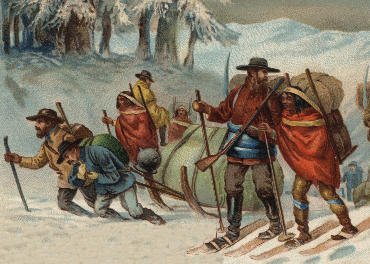 Poszukiwacze złota w drodze do Klondyke na Alasce w XIX wieku. autorstwa Unknown artist