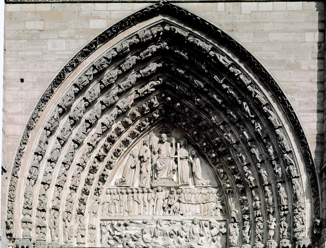 Sztuka gotycka: fragment centralnego portalu katedry Notre Dame de Paris autorstwa Unknown artist