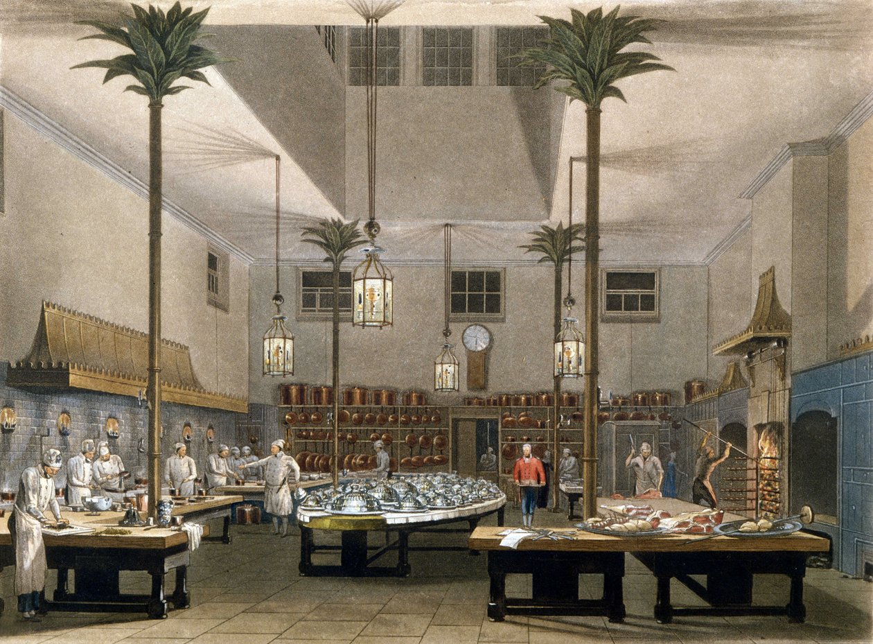 Grand Hotel: kuchnie hotelu Great Pavillon w Brighton. 1850 autorstwa Unknown artist