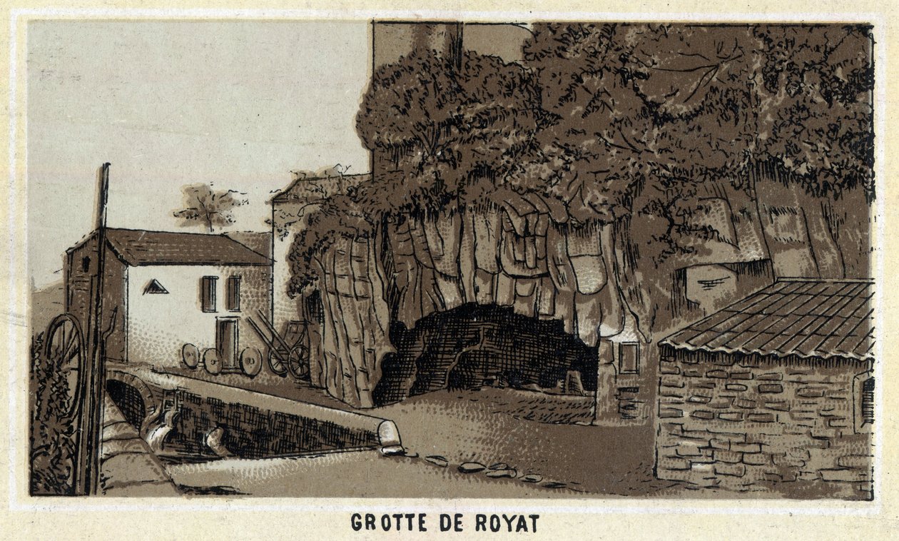 Grotte de Royat (Puy-de-Dome i region Owernii). Chromolitografia z końca XIX wieku. autorstwa Unknown artist