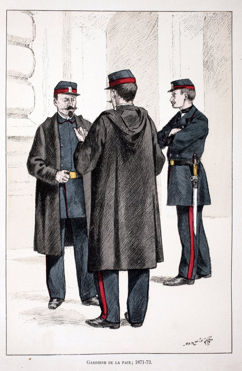 Strażnicy Pokoju (1871-1873). Akwaforta w kolorach, dla ilustracji „Historia korpusu sił pokojowych””” książka wydana pod patronatem Louisa Lepine