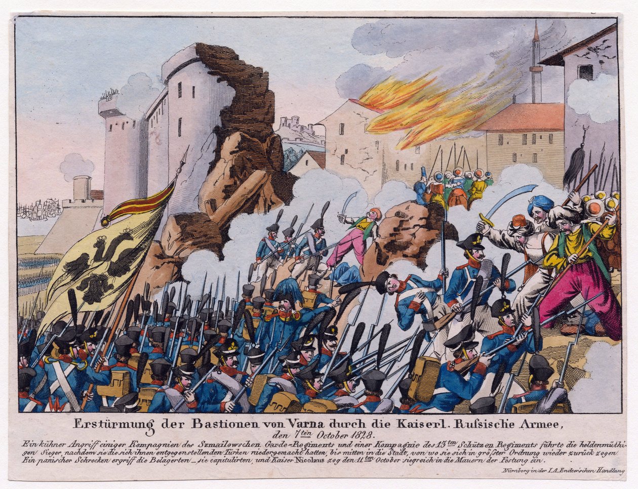 Guerre russo-turque de 1828-1829 - Szturm na bastiony Warny przez armię rosyjską we wrześniu 1828 r. przez Anonim autorstwa Unknown artist